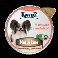 ХэппиДог Natur Line Паштет для собак, Телятина с индейкой, ламистер 0,125 кг 72249