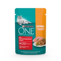 Purina One консервы для стерилизованных кошек курица зеленая фасоль