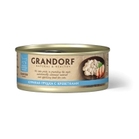 GRANDORF Консервы для кошек, куриная грудка с креветками в бульоне, 70 г