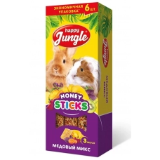 Happy Jungle Палочки для крупных грызунов микс 3 вкуса 6 шт