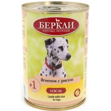 Беркли Local консервы для собак №1 Ягненок с рисом, 400 г