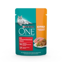 Purina One консервы для стерилизованных кошек курица зеленая фасоль