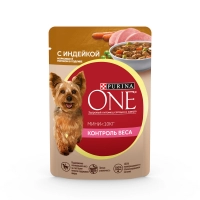Purina One Mini консервы для собак контроль веса индейка морковь горох