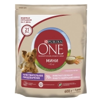 Purina One Mini сухой корм для собак с чувст.пищеварением лосось рис